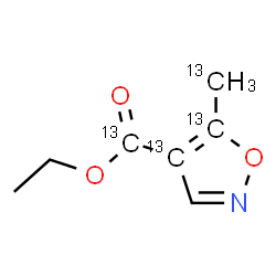 ChemSpider 2D Image | Ethyl 5-(~13~C)methyl(4,5-~13~C_2_)-1,2-oxazole-4-(~13~C)carboxylate | C313C4H9NO3