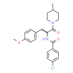 ChemSpider 2D Image | 4-chloro-N-[2-(4-methoxyphenyl)-1-(4-methylpiperidine-1-carbonyl)vinyl]benzamide | C23H25ClN2O3