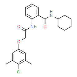 ChemSpider 2D Image | 2-{[(4-Chloro-3,5-dimethylphenoxy)acetyl]amino}-N-cyclohexylbenzamide | C23H27ClN2O3