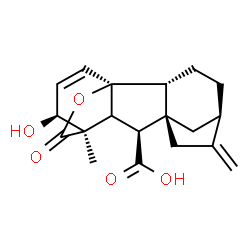 ChemSpider 2D Image | (1S,2R,5R,8R,9S,11R,12S)-12-Hydroxy-11-methyl-6-methylene-16-oxo-15-oxapentacyclo[9.3.2.1~5,8~.0~1,10~.0~2,8~]heptadec-13-ene-9-carboxylic acid | C19H22O5