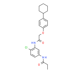 ChemSpider 2D Image | N-(4-Chloro-3-{[(4-cyclohexylphenoxy)acetyl]amino}phenyl)propanamide | C23H27ClN2O3