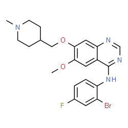 ChemSpider 2D Image | N-(2-Bromo-4-fluorophenyl)-6-methoxy-7-[(1-methyl-4-piperidinyl)methoxy]-4-quinazolinamine | C22H24BrFN4O2