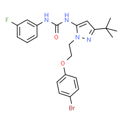 ChemSpider 2D Image | 1-{1-[2-(4-Bromophenoxy)ethyl]-3-(2-methyl-2-propanyl)-1H-pyrazol-5-yl}-3-(3-fluorophenyl)urea | C22H24BrFN4O2