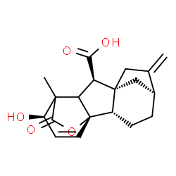ChemSpider 2D Image | (1S,2S,5S,8S,9R,12R)-12-Hydroxy-11-methyl-6-methylene-16-oxo-15-oxapentacyclo[9.3.2.1~5,8~.0~1,10~.0~2,8~]heptadec-13-ene-9-carboxylic acid | C19H22O5