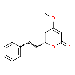 ChemSpider 2D Image | (6S)-4-Methoxy-6-[(E)-2-phenylvinyl]-5,6-dihydro-2H-pyran-2-one | C14H14O3