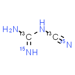 ChemSpider 2D Image | 1-(~13~C,~15~N)Cyano(~13~C,N''-~15~N)guanidine | 13C2H4N215N2