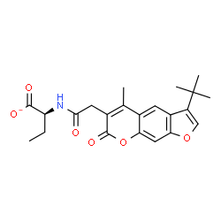 ChemSpider 2D Image | (2S)-2-({[5-Methyl-3-(2-methyl-2-propanyl)-7-oxo-7H-furo[3,2-g]chromen-6-yl]acetyl}amino)butanoate | C22H24NO6