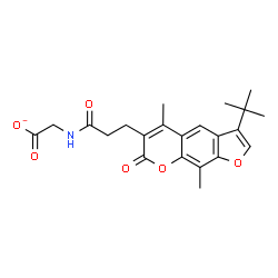 ChemSpider 2D Image | ({3-[5,9-Dimethyl-3-(2-methyl-2-propanyl)-7-oxo-7H-furo[3,2-g]chromen-6-yl]propanoyl}amino)acetate | C22H24NO6