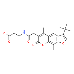 ChemSpider 2D Image | 3-({[5,9-Dimethyl-3-(2-methyl-2-propanyl)-7-oxo-7H-furo[3,2-g]chromen-6-yl]acetyl}amino)propanoate | C22H24NO6