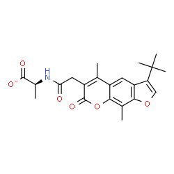 ChemSpider 2D Image | (2S)-2-({[5,9-Dimethyl-3-(2-methyl-2-propanyl)-7-oxo-7H-furo[3,2-g]chromen-6-yl]acetyl}amino)propanoate | C22H24NO6