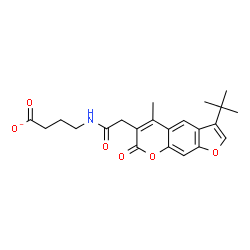 ChemSpider 2D Image | 4-({[5-Methyl-3-(2-methyl-2-propanyl)-7-oxo-7H-furo[3,2-g]chromen-6-yl]acetyl}amino)butanoate | C22H24NO6