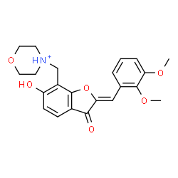 ChemSpider 2D Image | 4-{[(2Z)-2-(2,3-Dimethoxybenzylidene)-6-hydroxy-3-oxo-2,3-dihydro-1-benzofuran-7-yl]methyl}morpholin-4-ium | C22H24NO6