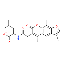 ChemSpider 2D Image | (2S)-4-Methyl-2-{[(3,5,9-trimethyl-7-oxo-7H-furo[3,2-g]chromen-6-yl)acetyl]amino}pentanoate | C22H24NO6