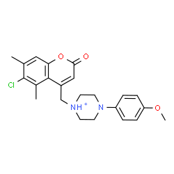 ChemSpider 2D Image | 1-[(6-Chloro-5,7-dimethyl-2-oxo-2H-chromen-4-yl)methyl]-4-(4-methoxyphenyl)piperazin-1-ium | C23H26ClN2O3