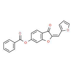 ChemSpider 2D Image | (2E)-2-(2-Furylmethylene)-3-oxo-2,3-dihydro-1-benzofuran-6-yl benzoate | C20H12O5