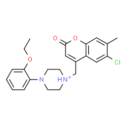 ChemSpider 2D Image | 1-[(6-Chloro-7-methyl-2-oxo-2H-chromen-4-yl)methyl]-4-(2-ethoxyphenyl)piperazin-1-ium | C23H26ClN2O3