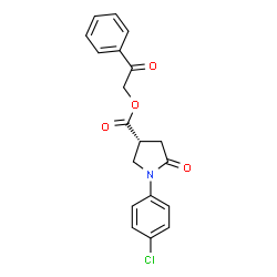 ChemSpider 2D Image | 2-Oxo-2-phenylethyl (3R)-1-(4-chlorophenyl)-5-oxo-3-pyrrolidinecarboxylate | C19H16ClNO4