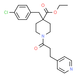 ChemSpider 2D Image | Ethyl 4-(4-chlorobenzyl)-1-[3-(4-pyridinyl)propanoyl]-4-piperidinecarboxylate | C23H27ClN2O3