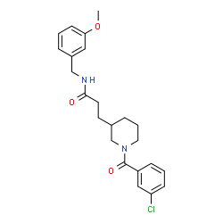 ChemSpider 2D Image | 3-[1-(3-Chlorobenzoyl)-3-piperidinyl]-N-(3-methoxybenzyl)propanamide | C23H27ClN2O3