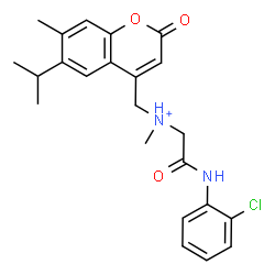 ChemSpider 2D Image | 2-[(2-Chlorophenyl)amino]-N-[(6-isopropyl-7-methyl-2-oxo-2H-chromen-4-yl)methyl]-N-methyl-2-oxoethanaminium | C23H26ClN2O3