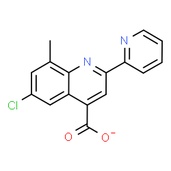 ChemSpider 2D Image | 6-Chloro-8-methyl-2-(2-pyridinyl)-4-quinolinecarboxylate | C16H10ClN2O2