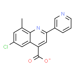 ChemSpider 2D Image | 6-Chloro-8-methyl-2-(3-pyridinyl)-4-quinolinecarboxylate | C16H10ClN2O2