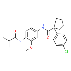 ChemSpider 2D Image | 1-(4-Chlorophenyl)-N-[4-(isobutyrylamino)-3-methoxyphenyl]cyclopentanecarboxamide | C23H27ClN2O3