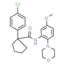 ChemSpider 2D Image | 1-(4-Chlorophenyl)-N-[5-methoxy-2-(4-morpholinyl)phenyl]cyclopentanecarboxamide | C23H27ClN2O3