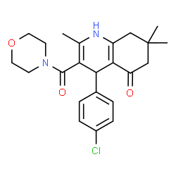 ChemSpider 2D Image | 4-(4-Chlorophenyl)-2,7,7-trimethyl-3-(4-morpholinylcarbonyl)-4,6,7,8-tetrahydro-5(1H)-quinolinone | C23H27ClN2O3