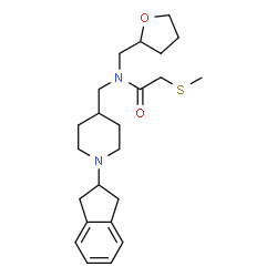 ChemSpider 2D Image | N-{[1-(2,3-Dihydro-1H-inden-2-yl)-4-piperidinyl]methyl}-2-(methylsulfanyl)-N-(tetrahydro-2-furanylmethyl)acetamide | C23H34N2O2S