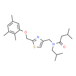 ChemSpider 2D Image | N-Isobutyl-3-methyl-N-({2-[(2,3,5-trimethylphenoxy)methyl]-1,3-thiazol-4-yl}methyl)butanamide | C23H34N2O2S