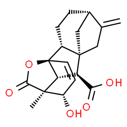 ChemSpider 2D Image | (1R,2R,5S,8R,9S,10R,11S,12S)-12-Hydroxy-11-methyl-6-methylene-16-oxo-15-oxapentacyclo[9.3.2.1~5,8~.0~1,10~.0~2,8~]heptadec-13-ene-9-carboxylic acid | C19H22O5
