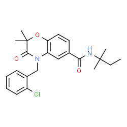 ChemSpider 2D Image | 4-(2-Chlorobenzyl)-2,2-dimethyl-N-(2-methyl-2-butanyl)-3-oxo-3,4-dihydro-2H-1,4-benzoxazine-6-carboxamide | C23H27ClN2O3