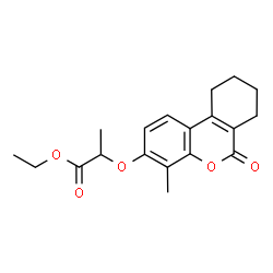 ChemSpider 2D Image | Ethyl 2-[(4-methyl-6-oxo-7,8,9,10-tetrahydro-6H-benzo[c]chromen-3-yl)oxy]propanoate | C19H22O5