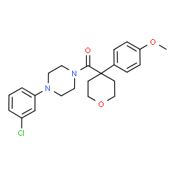ChemSpider 2D Image | [4-(3-Chlorophenyl)-1-piperazinyl][4-(4-methoxyphenyl)tetrahydro-2H-pyran-4-yl]methanone | C23H27ClN2O3