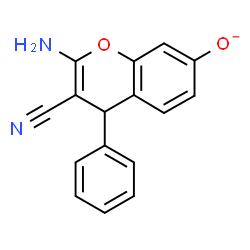 ChemSpider 2D Image | 2-Amino-3-cyano-4-phenyl-4H-chromen-7-olate | C16H11N2O2