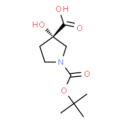 ChemSpider 2D Image | (3S)-3-Hydroxy-1-{[(2-methyl-2-propanyl)oxy]carbonyl}-3-pyrrolidinecarboxylic acid | C10H17NO5