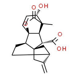 ChemSpider 2D Image | (1R,2R,5R,8R,9S,10R,12S)-12-Hydroxy-11-methyl-6-methylene-16-oxo-15-oxapentacyclo[9.3.2.1~5,8~.0~1,10~.0~2,8~]heptadec-13-ene-9-carboxylic acid | C19H22O5