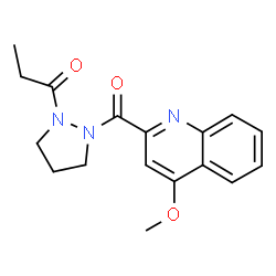 ChemSpider 2D Image | 1-{2-[(4-Methoxy-2-quinolinyl)carbonyl]-1-pyrazolidinyl}-1-propanone | C17H19N3O3
