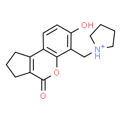 ChemSpider 2D Image | 7-Hydroxy-6-(pyrrolidin-1-ium-1-ylmethyl)-2,3-dihydro-1H-cyclopenta[c]chromen-4-one | C17H20NO3