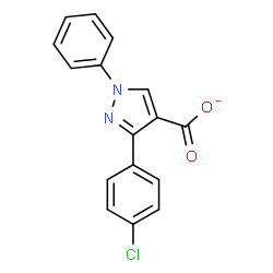 ChemSpider 2D Image | 3-(4-Chlorophenyl)-1-phenyl-1H-pyrazole-4-carboxylate | C16H10ClN2O2