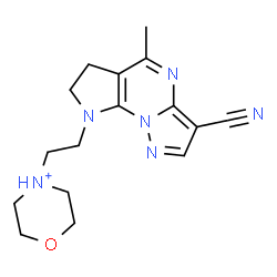 ChemSpider 2D Image | 4-[2-(3-Cyano-5-methyl-6,7-dihydro-8H-pyrazolo[1,5-a]pyrrolo[3,2-e]pyrimidin-8-yl)ethyl]morpholin-4-ium | C16H21N6O