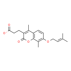 ChemSpider 2D Image | 3-{4,8-Dimethyl-7-[(3-methyl-2-buten-1-yl)oxy]-2-oxo-2H-chromen-3-yl}propanoate | C19H21O5