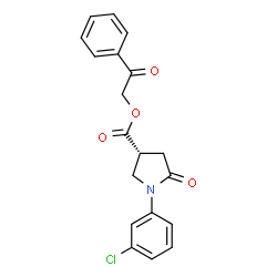 ChemSpider 2D Image | 2-Oxo-2-phenylethyl (3R)-1-(3-chlorophenyl)-5-oxo-3-pyrrolidinecarboxylate | C19H16ClNO4