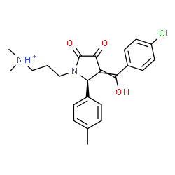 ChemSpider 2D Image | 3-[(2R)-3-[(4-Chlorophenyl)(hydroxy)methylene]-2-(4-methylphenyl)-4,5-dioxo-1-pyrrolidinyl]-N,N-dimethyl-1-propanaminium | C23H26ClN2O3
