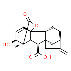 ChemSpider 2D Image | (1R,2R,5R,8R,9S,11S,12S)-12-Hydroxy-11-methyl-6-methylene-16-oxo-15-oxapentacyclo[9.3.2.1~5,8~.0~1,10~.0~2,8~]heptadec-13-ene-9-carboxylic acid | C19H22O5