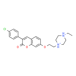 ChemSpider 2D Image | 1-(2-{[3-(4-Chlorophenyl)-2-oxo-2H-chromen-7-yl]oxy}ethyl)-4-ethylpiperazinediium | C23H27ClN2O3