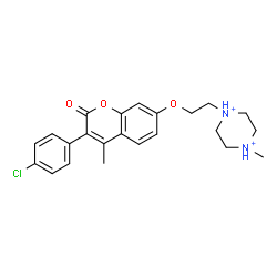 ChemSpider 2D Image | 1-(2-{[3-(4-Chlorophenyl)-4-methyl-2-oxo-2H-chromen-7-yl]oxy}ethyl)-4-methylpiperazinediium | C23H27ClN2O3