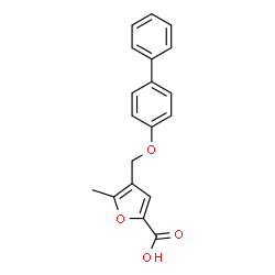 ChemSpider 2D Image | 4-[(4-Biphenylyloxy)methyl]-5-methyl-2-furoic acid | C19H16O4