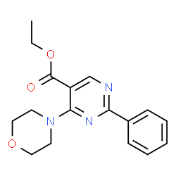 ChemSpider 2D Image | Ethyl 4-(4-morpholinyl)-2-phenyl-5-pyrimidinecarboxylate | C17H19N3O3